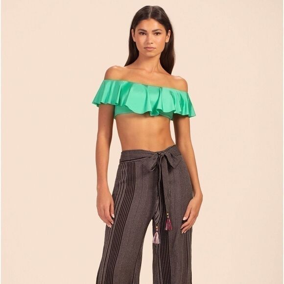 New Trina Turk Ruffle Off The Shoulder Bandeau Top swimsuit, swimwear Sz 10 - Picture 3 of 9